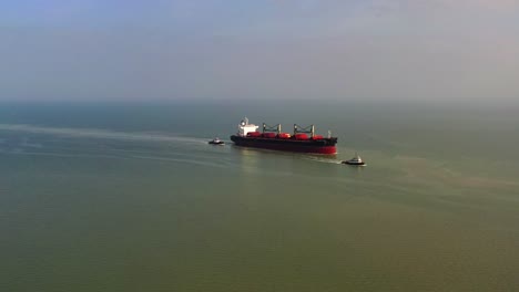 Busy-shipping-lane-with-pilot-boat-escort