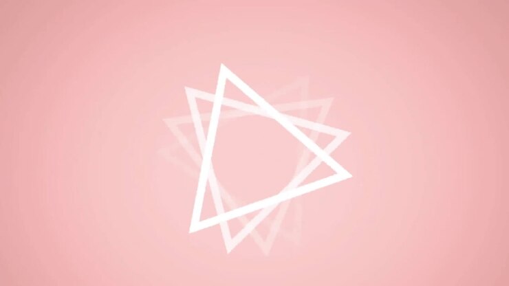 Animation of white triangles and red specks moving on pink background