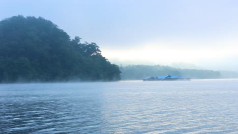 foggy river scene with mountains in chiang mai