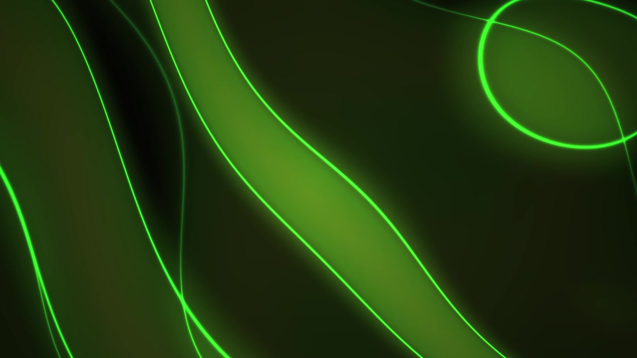 Linee Neon Verdi Dinamiche che Scorrono su Sfondo Nero