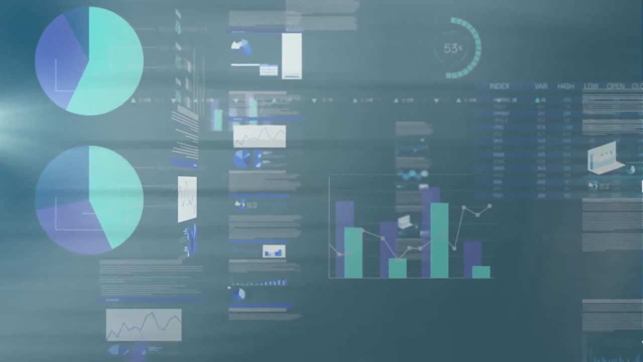 Animation of financial data processing and statistics
