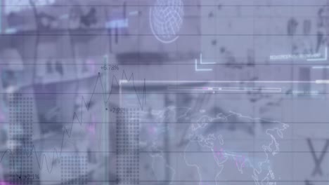 animación del procesamiento de datos sobre el paisaje urbano