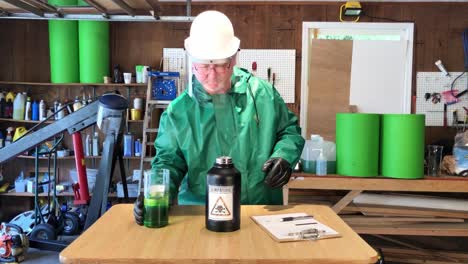 mad scientist doing crazy experiments in garage