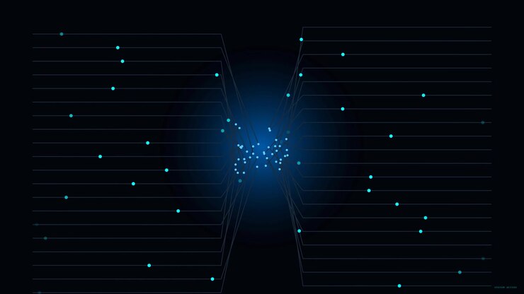Abstract Digital Network Connection with Glowing Data Nodes