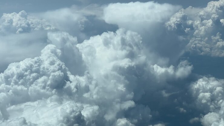 Awesome view of a stomry sky from above, while flying at 11500m high
