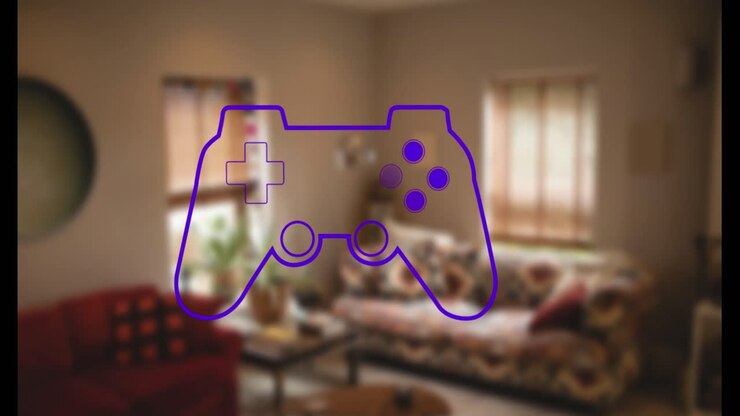 Animazione di icona gamepad su interno di casa