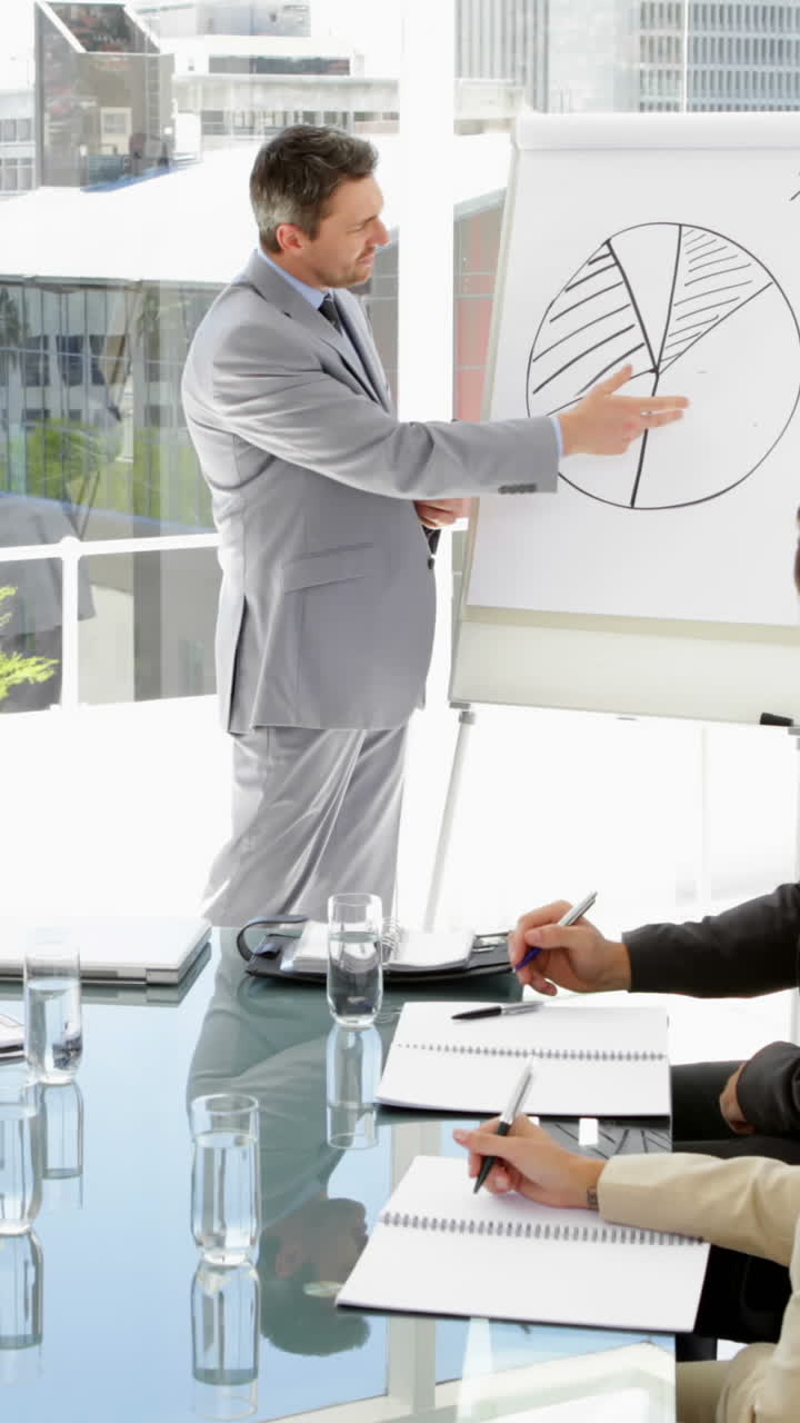hombre de negocios dando una presentación a sus colegas