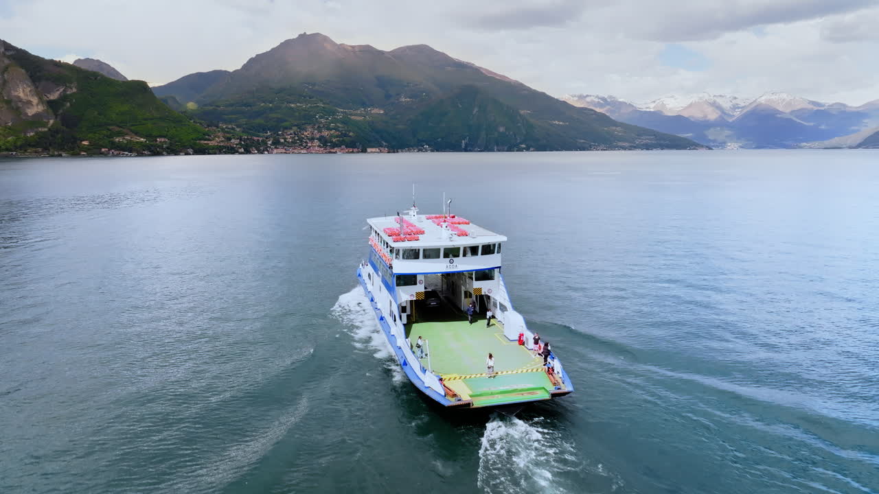 Ship navigating on Lake Como on a sunny day, Italy