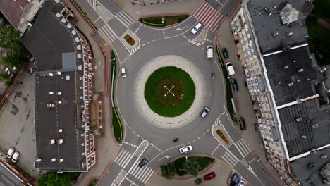 Cars Driving At Roundabout In Klodzko, Poland