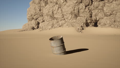 rusty barrel in a desert