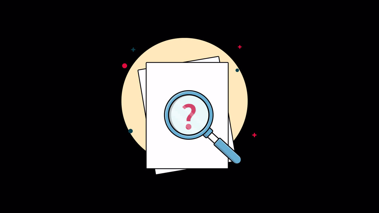 Animated Magnifying Glass Searching Documents with a Question Mark