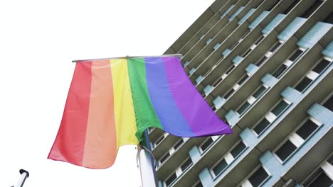 Close-Up-of-Colorful-Rainbow-Flag-with-Stripes-in-Berlin