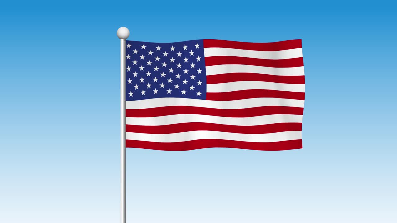 animada bandera estadounidense ondeando en el viento