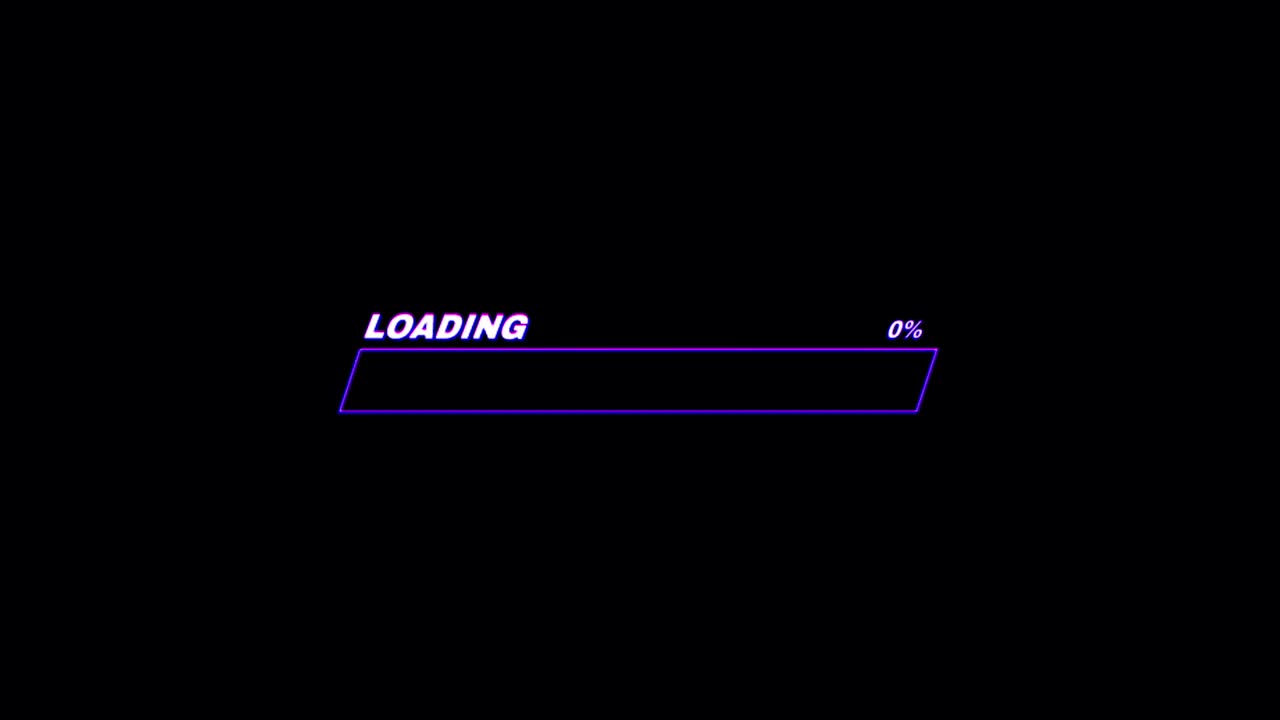 Animation colorful loading bar on black background.