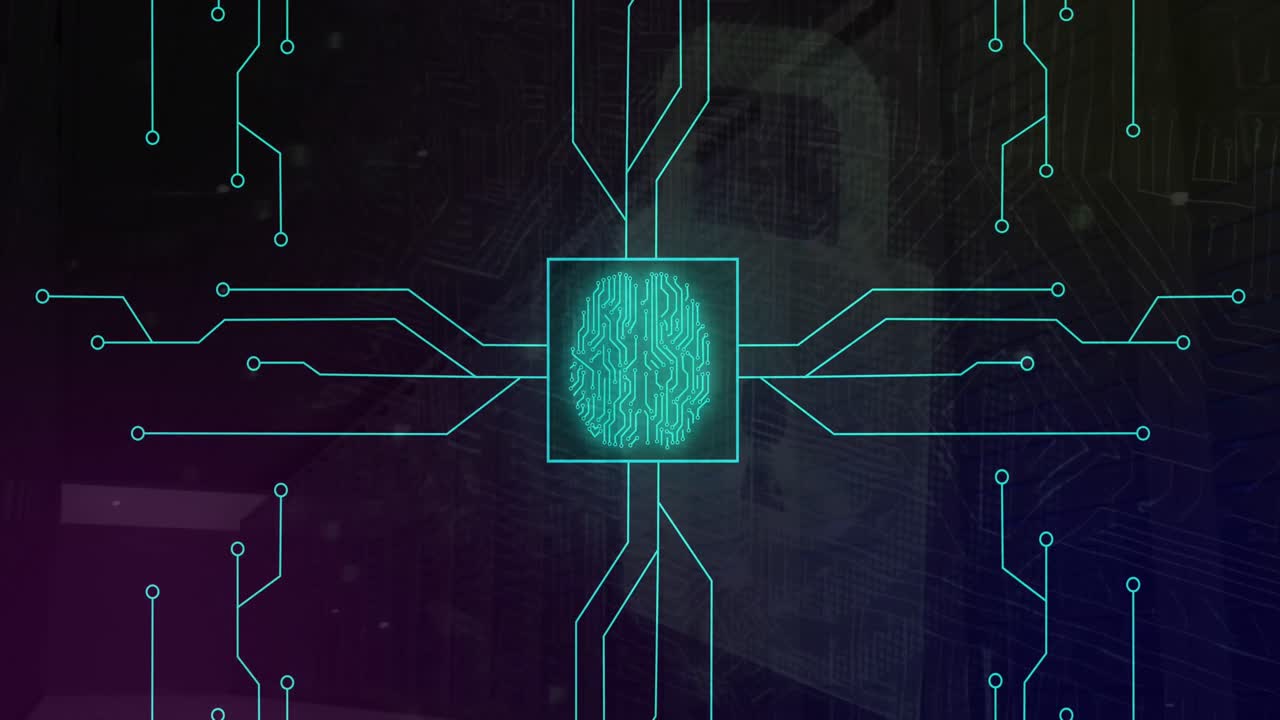 animación del cerebro biométrico y procesamiento de datos.