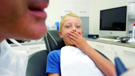 young patient scared during a dental check-up