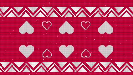 traditional christmas pattern with multiple hearts against red background