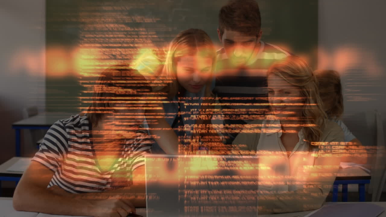 Students working on computer