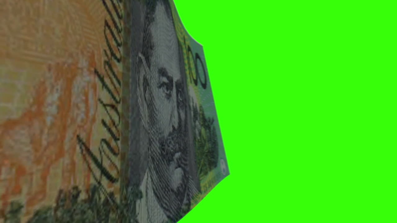 Australian 100 Dollar Banknote on Green Screen