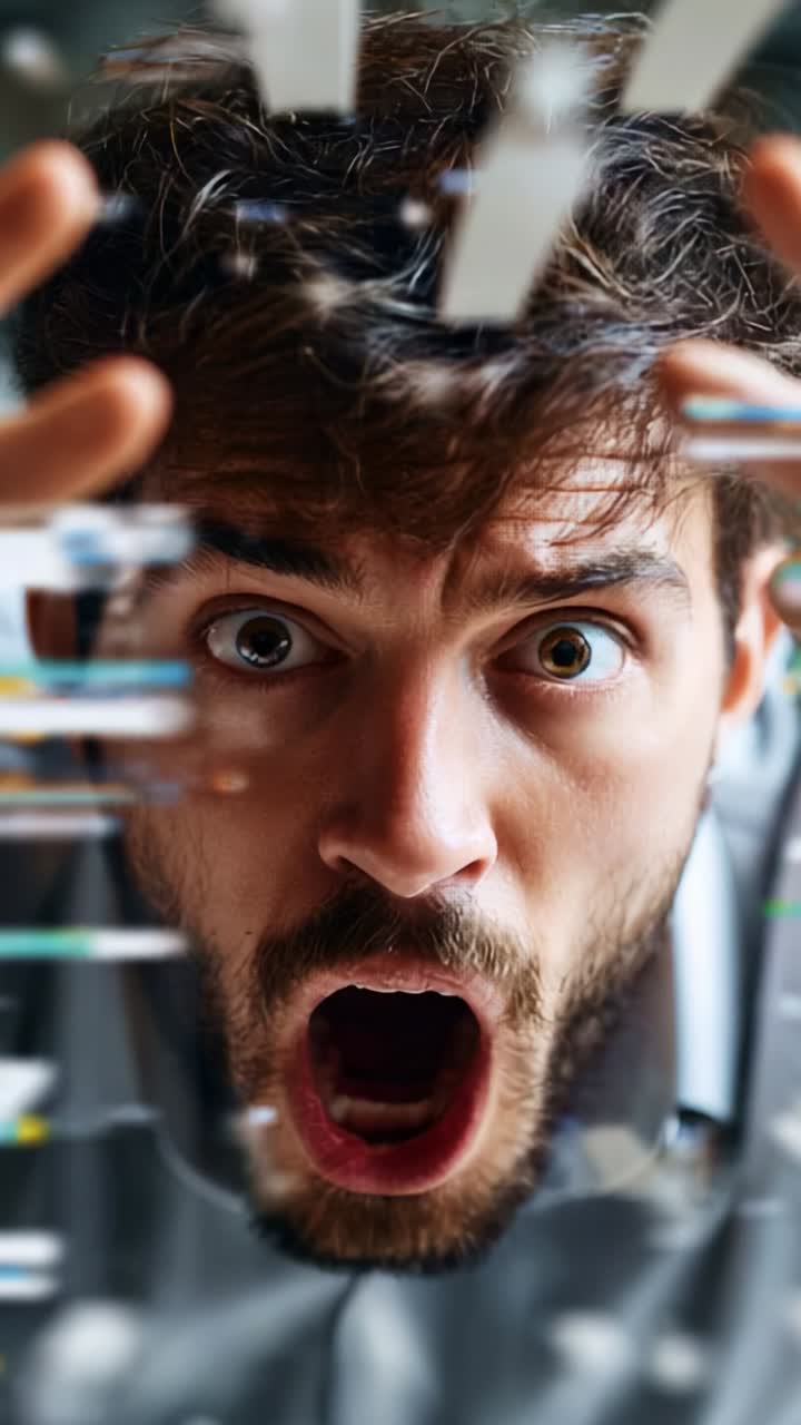 Intense Emotion Displayed: A Man's Raw Reaction Captured in Two Frames, Illustrating Shock and Anger Through an Unforgettable Expression