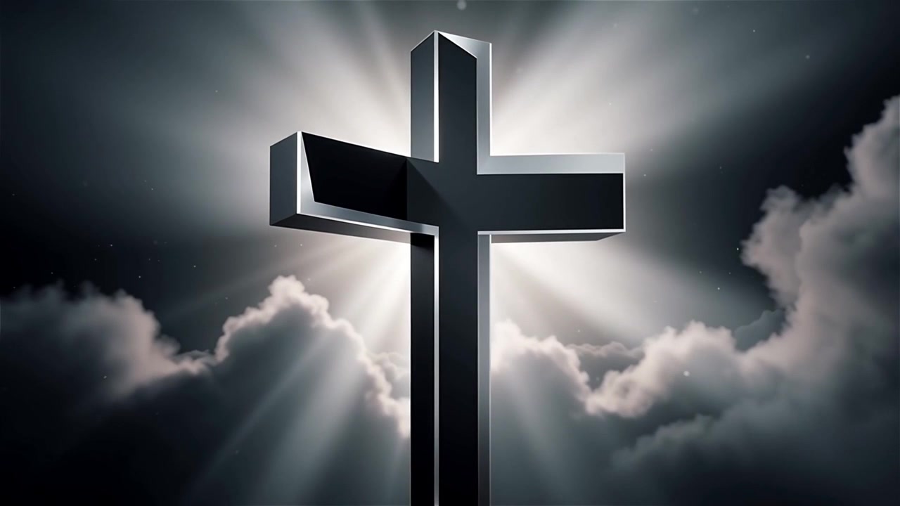 Croce Cristiana Luce Celestiale Sfondo per il Culto.
