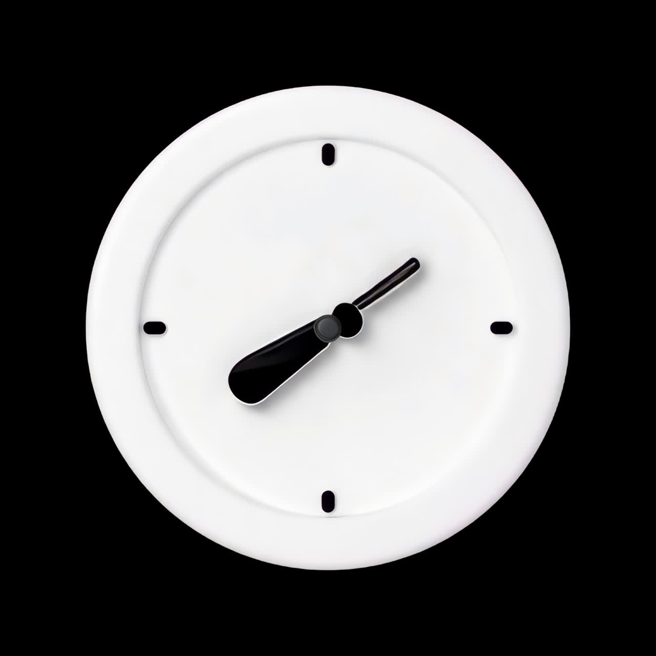 Minimalist white wall clock design animation isolated asset, transparent 4K video, alpha channel