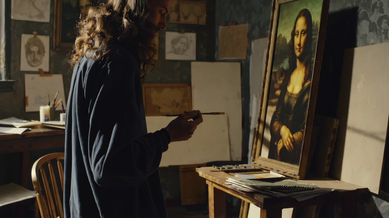 artista en un estudio de pintura