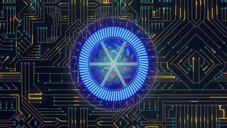 Animation of scope scanning and data processing over circuit board