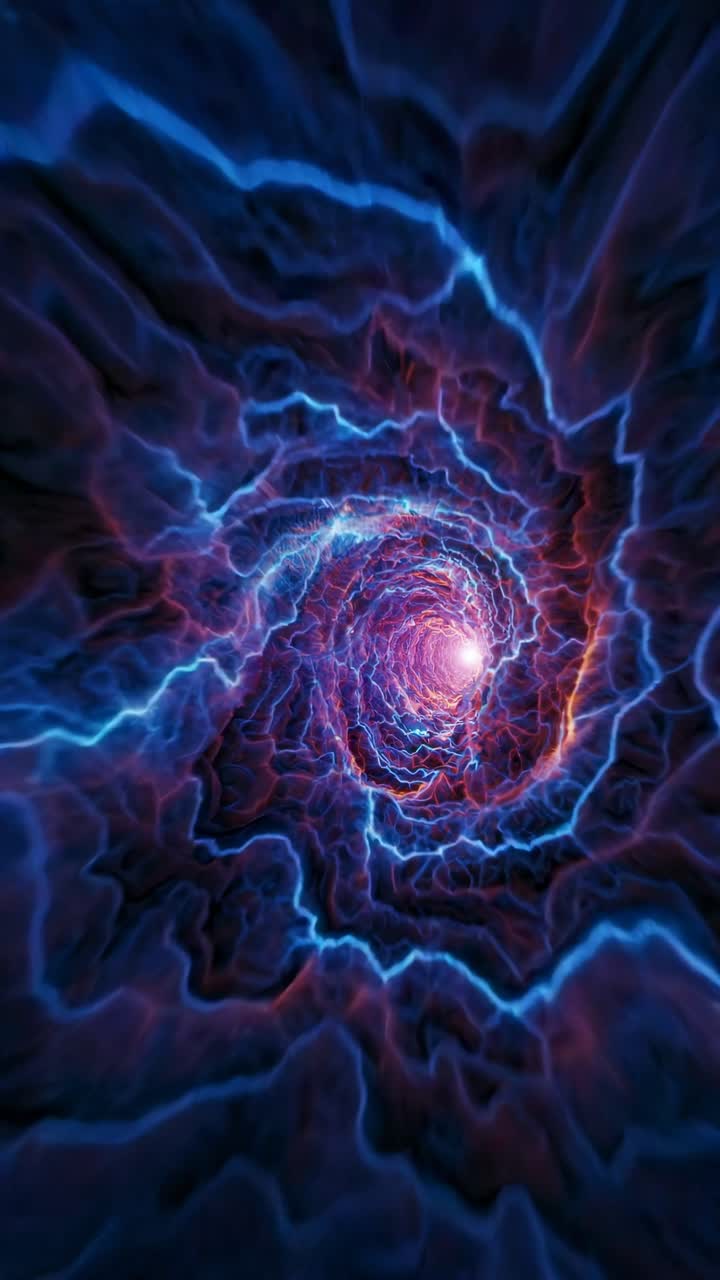 A mesmerizing, swirling vortex of electric blue and purple hues, captured from a top-down angle