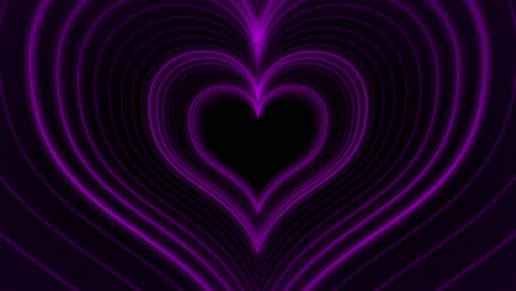 abstract background loop with purple hearts neon light