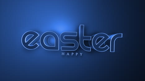 monochrome happy easter on blue gradient