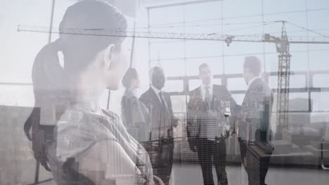 animación del sitio de construcción sobre personas de negocios hablando en la oficina