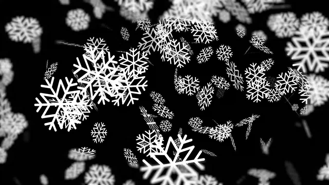 copos de nieve cayendo sobre fondo negro nocturno