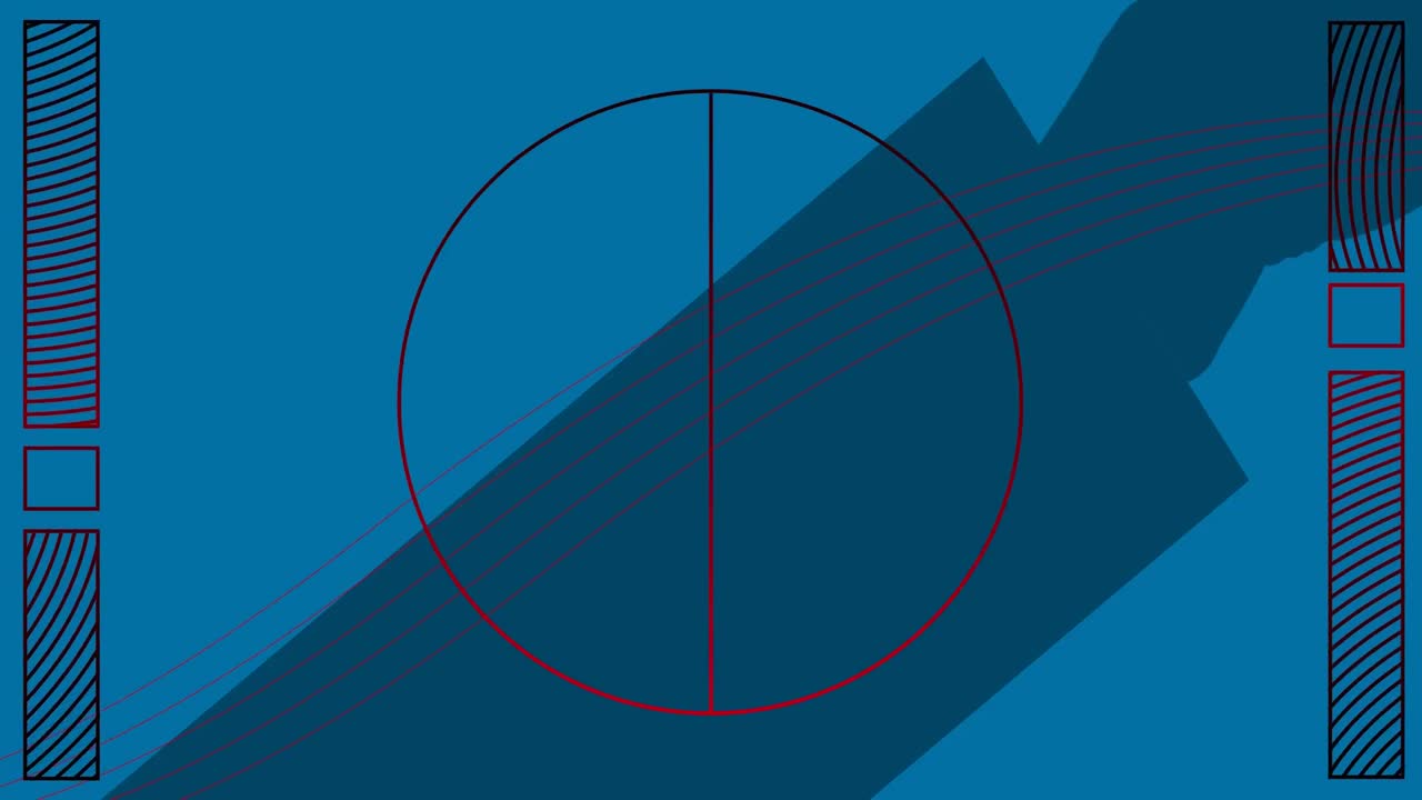 Animation of moving geometrical shapes over blue background