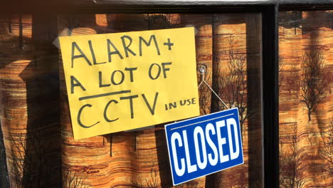 cctv in use at closed shop during coronavirus and possible civil unrest