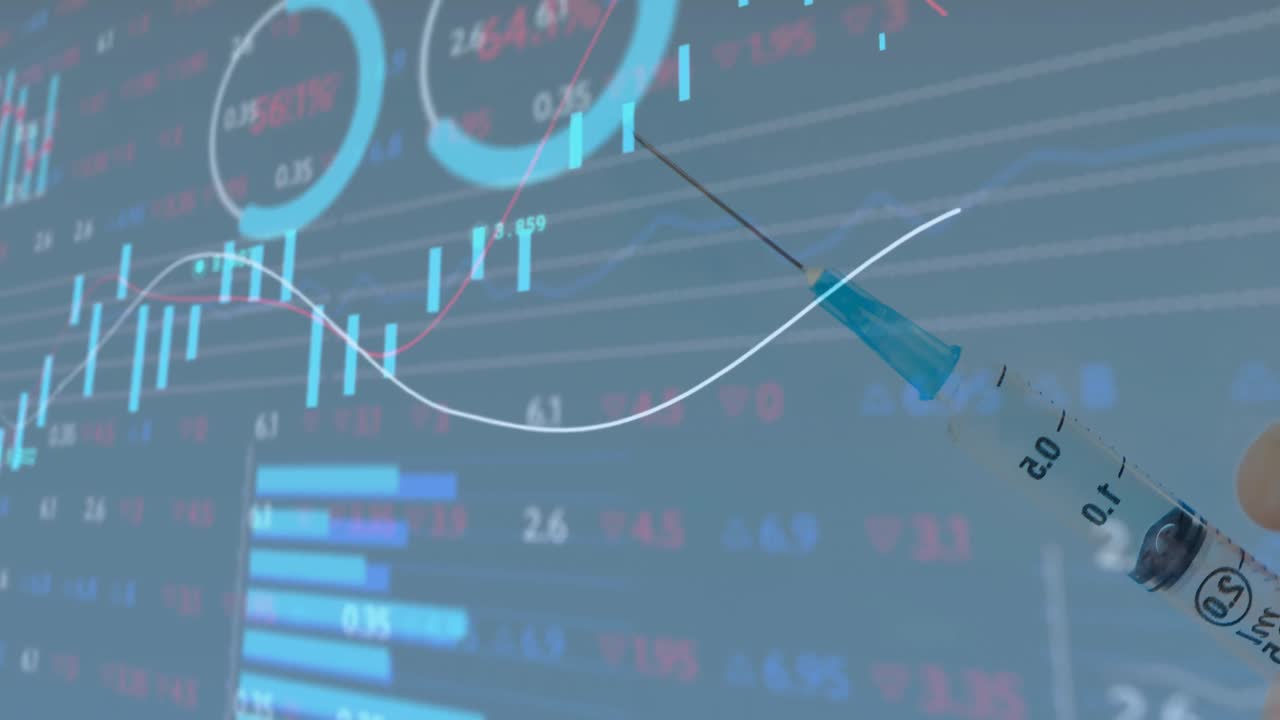 주사기 위의 데이터 처리의 애니메이션