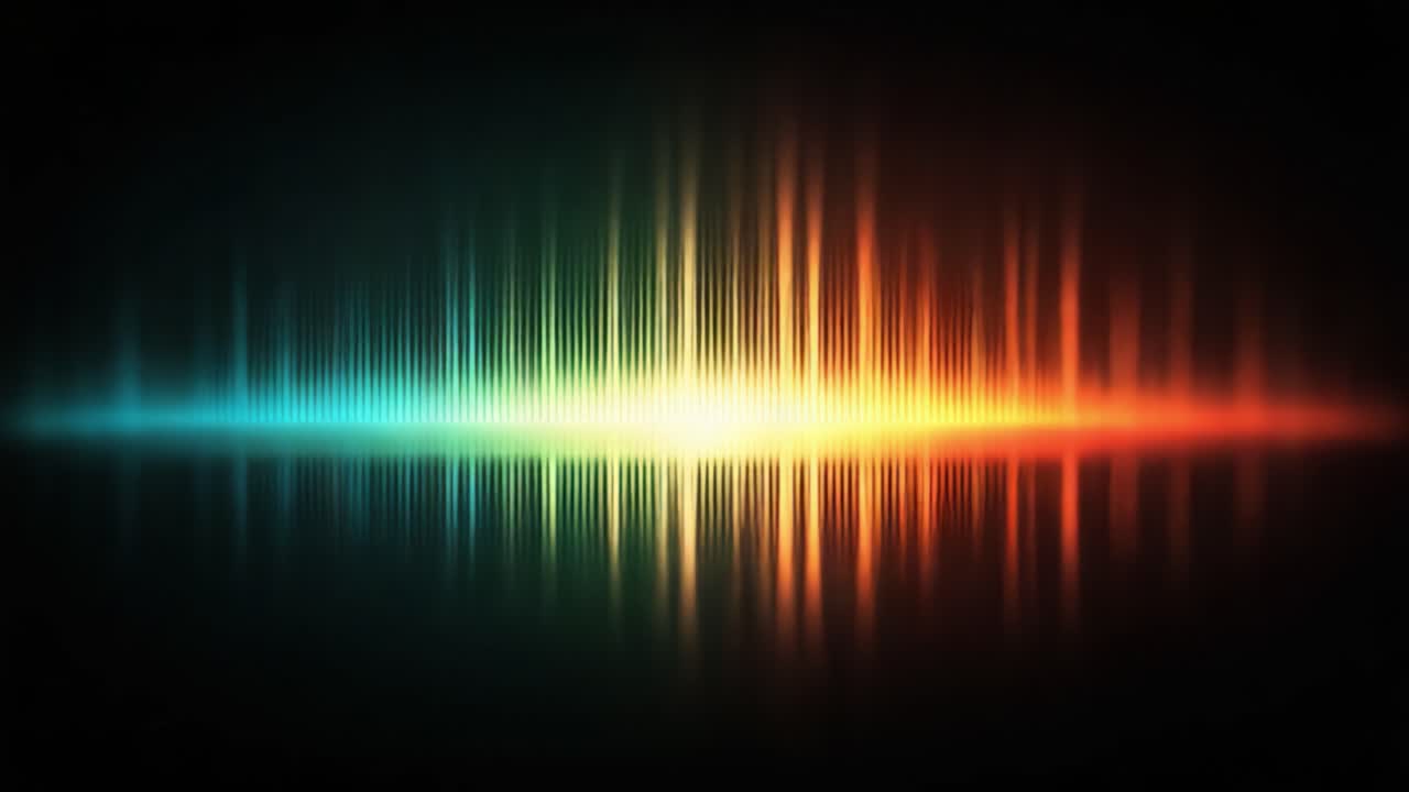 Dynamic Soundwaves Visualized: A Captivating Display of Audio Frequencies in Vibrant Colors and Shimmering Reflections