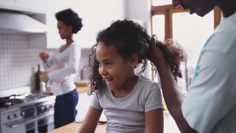 family spending time at home together