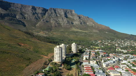 cylindrical buildings of disa park at the slopes of table mountain in vredehoek, cape town, south africa