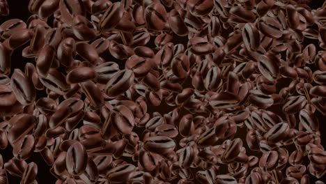 grano de café oscuro bucle de rotación y caída de los granos de café animación.
