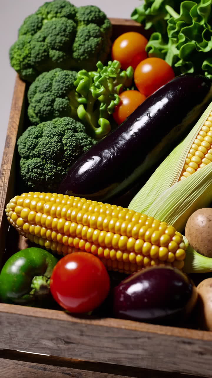 Fresh Vegetables in a Wooden Crate