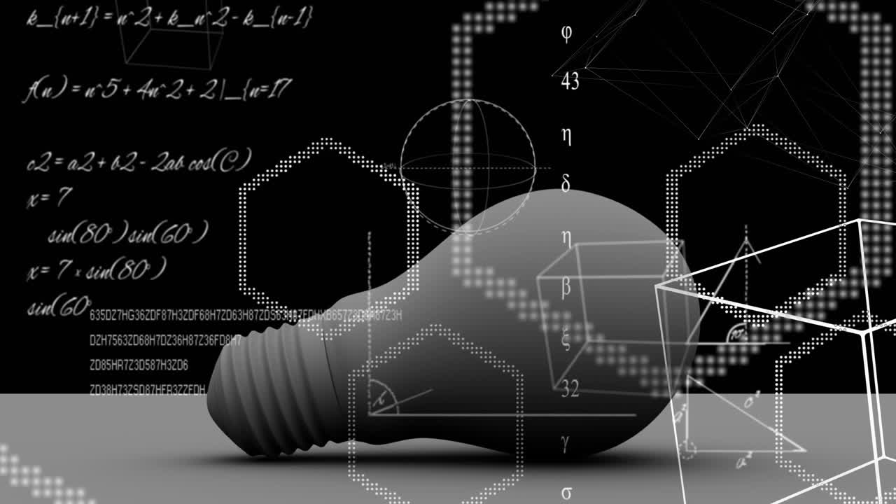 전구의 애니메이션과 과학 공식 데이터 처리