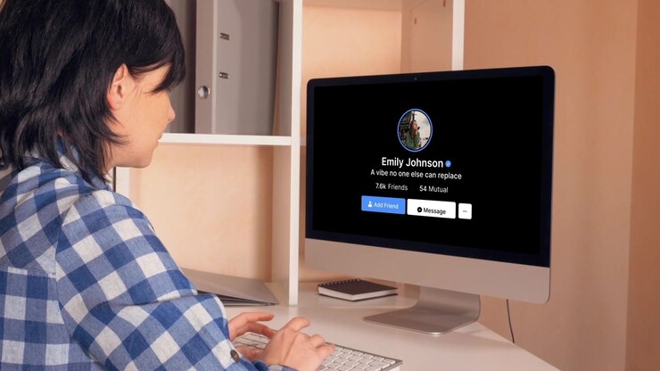 Woman Searching for a Profile on Social Media