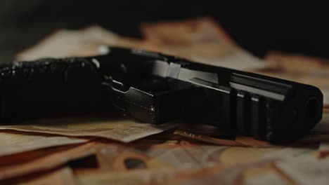 Beautiful-dolly-out-of-a-loaded-firearm-on-top-of-stolen-money