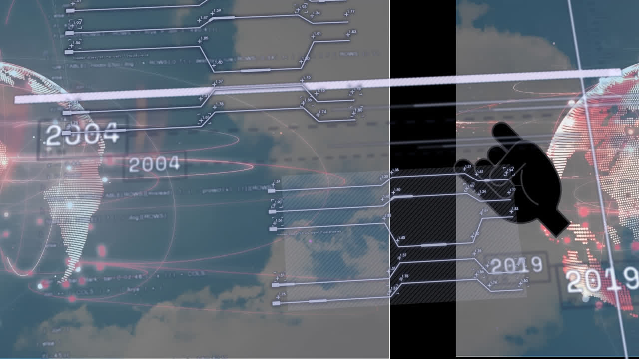 animación del procesamiento de datos en todo el mundo
