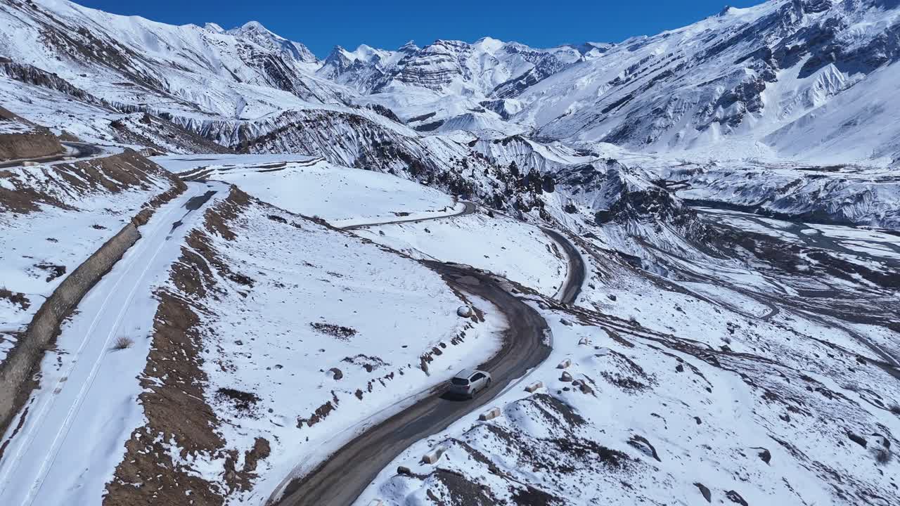 Snowy Mountain Road in the Himalayas
