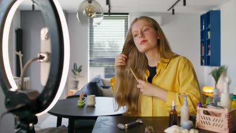 beauty influencer video recording at home