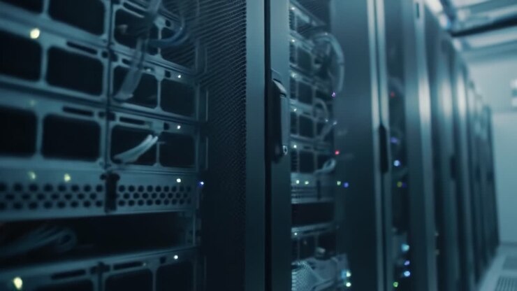 This showcase highlights a state-of-the-art data center filled with high-performance servers. Tech professionals ensure optimal performance and connectivity in a secure environment.