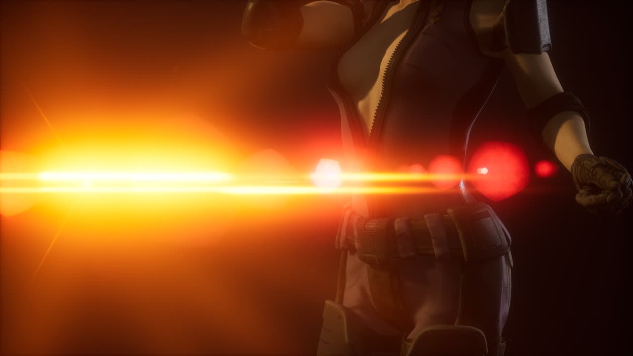 mujer joven cyberpunk, estilo futurista