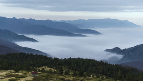 tranquil timelapse over mountains cover clouds sunset kaimaktsalan greece